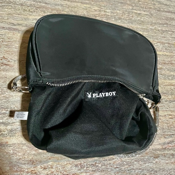 Playboy bunny handbag with rhinestone bunny and strap - Picture 6 of 16